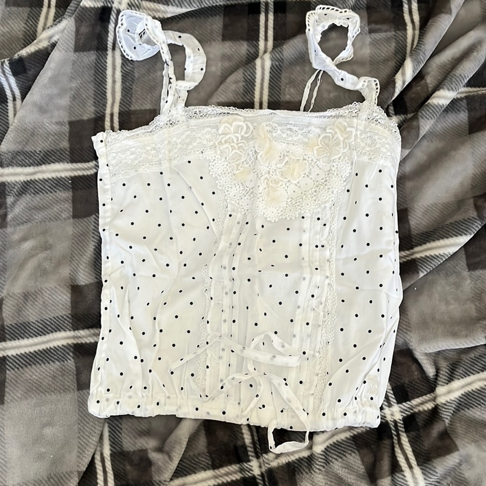 Abercrombie & Fitch polka dot tie front top